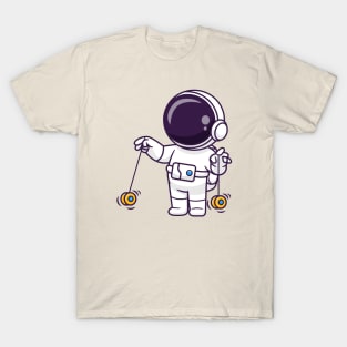 Cute Astronaut Playing Yoyo Cartoon T-Shirt